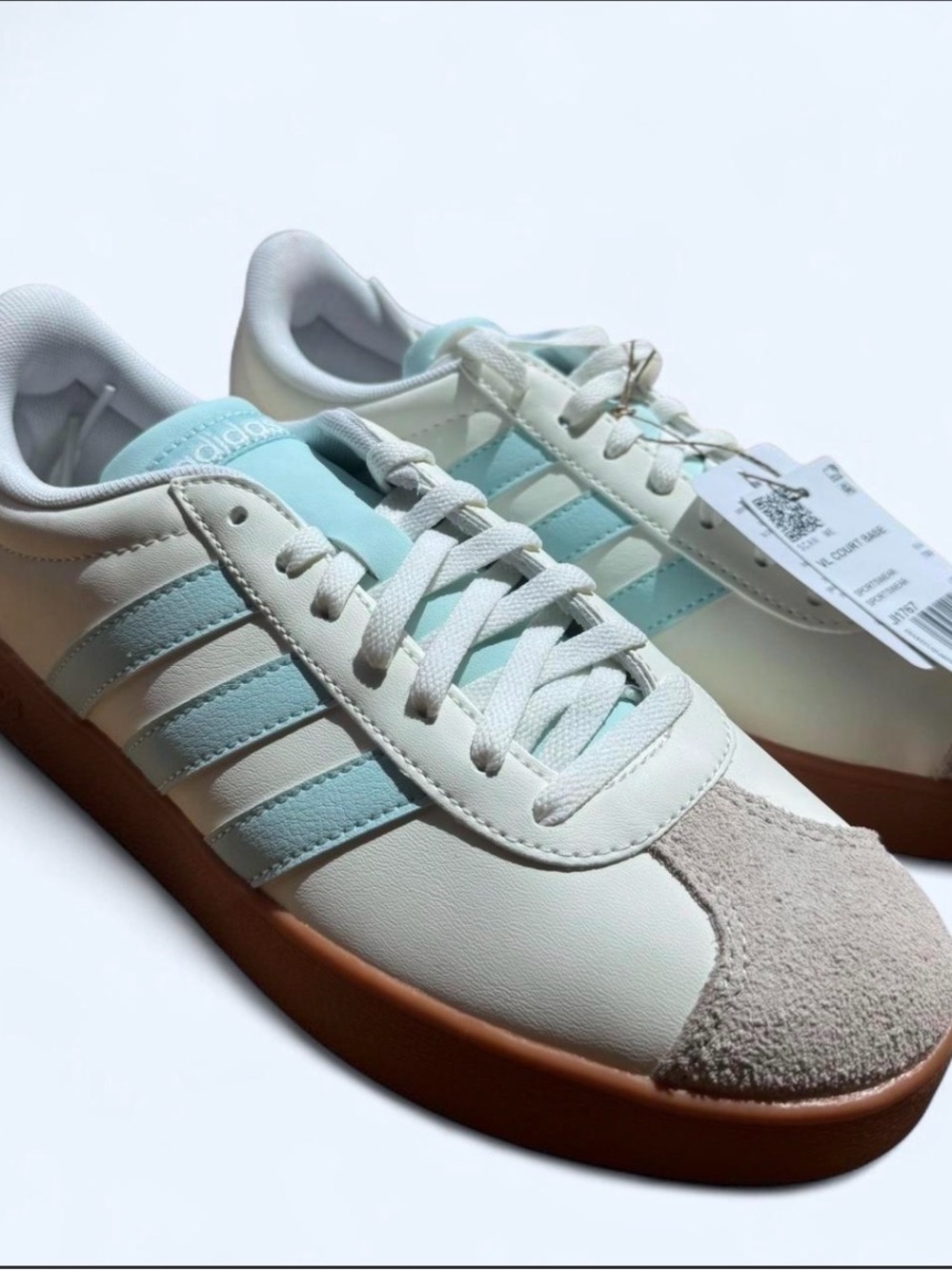 Adidas VL Court Base Cream Baby Blue Gum Sneakers NWT Women’s 8